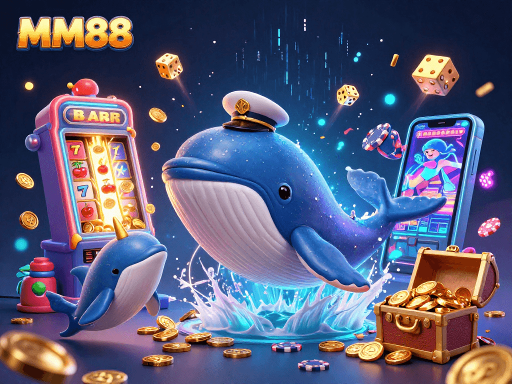 Experience thrilling wins at MM88 with a captivating casino scene featuring vibrant characters and exciting elements