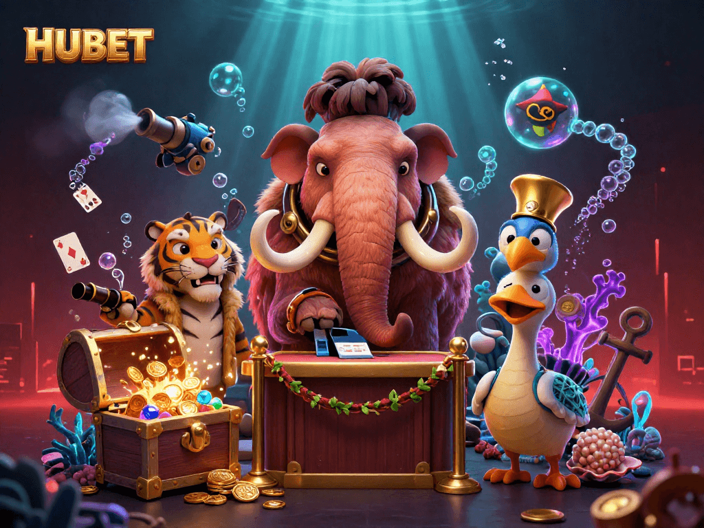 Experience the thrill of HUBET with our vibrant casino scene featuring unique characters and gaming elements.