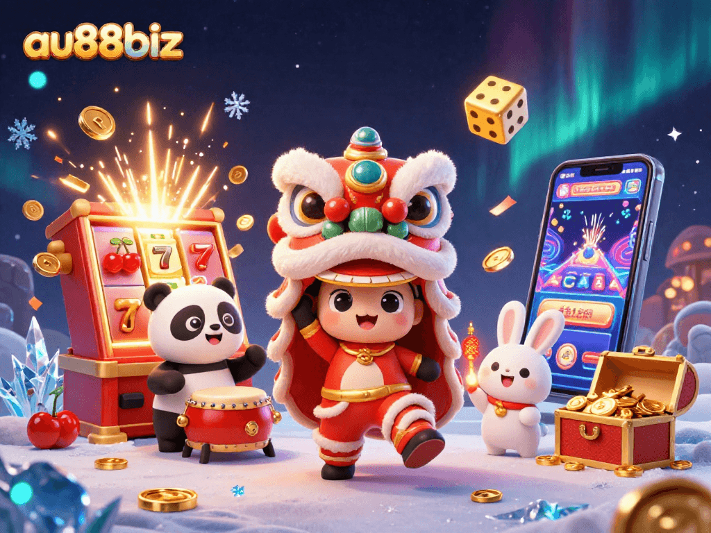 Experience thrilling gameplay at au88biz with vibrant slots and festive characters.