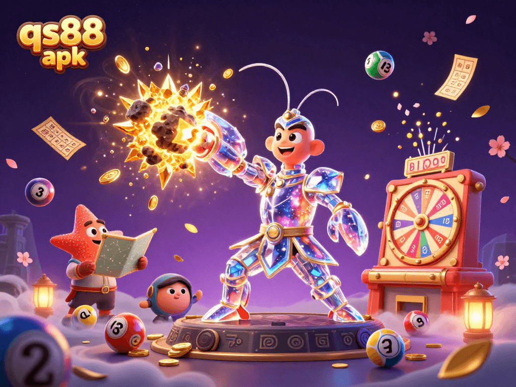 Experience the excitement of qs88 apk as a galactic samurai battles for golden prizes amidst vibrant casino elements.