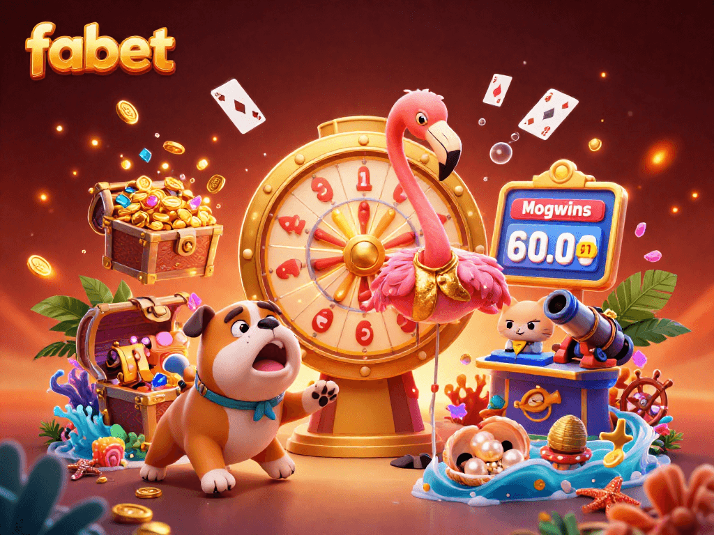 Experience the excitement of fabet with a game show scene featuring characters and vibrant casino elements.