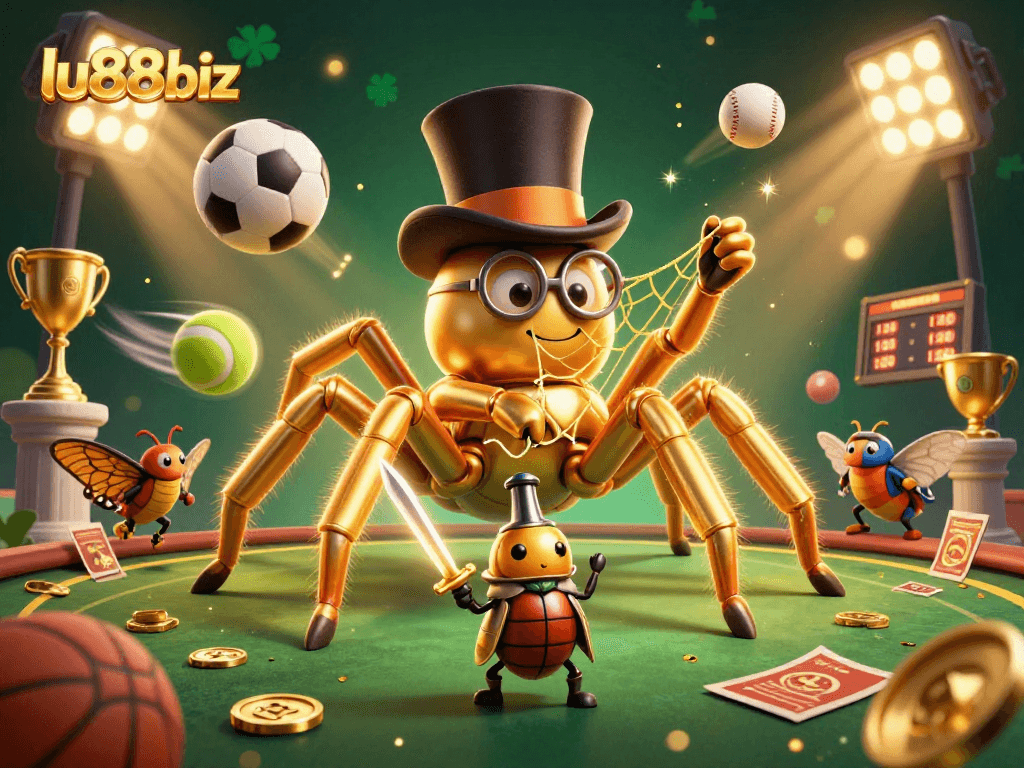 Engage with exciting gameplay at lu88biz, featuring a dynamic 3D casino scene filled with action and golden rewards.
