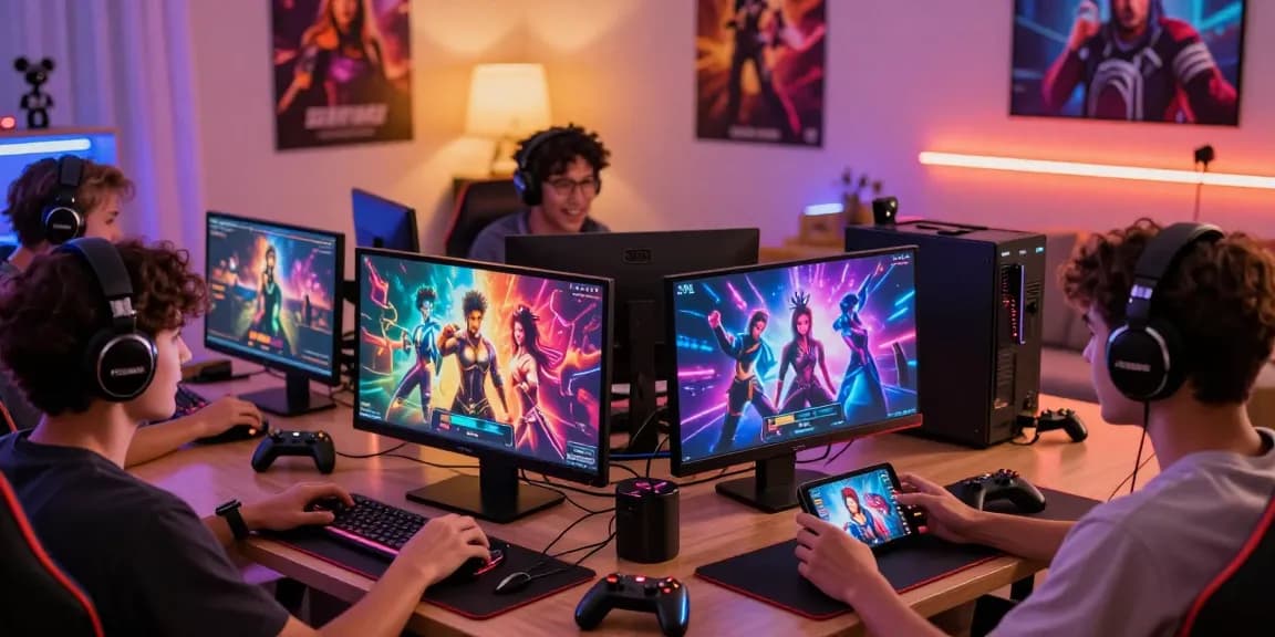 Engaging players enjoying xxx games on various devices in a vibrant gaming atmosphere.