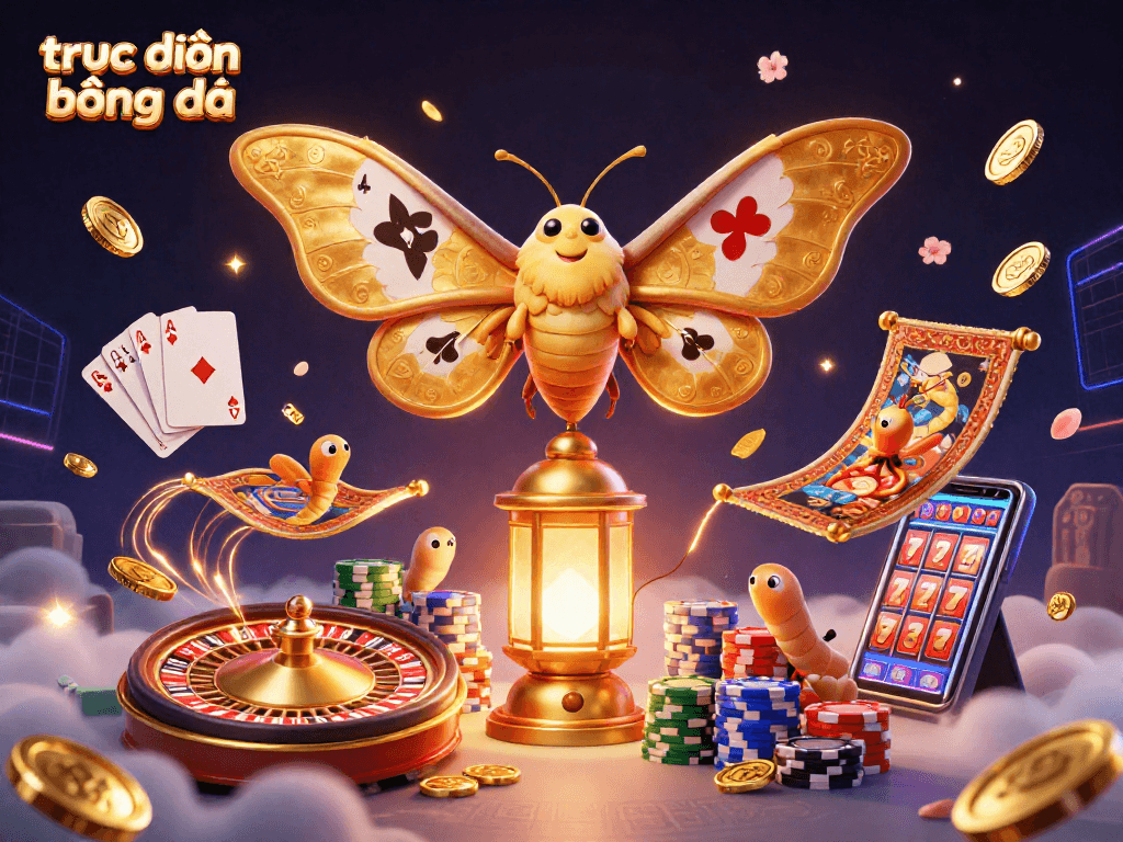 Experience trực tiếp bóng đá with a stunning illustration showcasing vibrant casino scenes and dynamic elements.