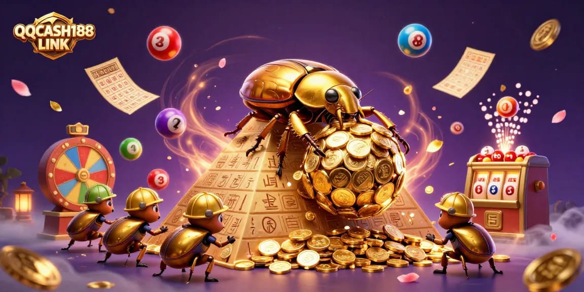 Enhance your gameplay with QQCASH188 LINK, featuring a vibrant, engaging lottery scene.