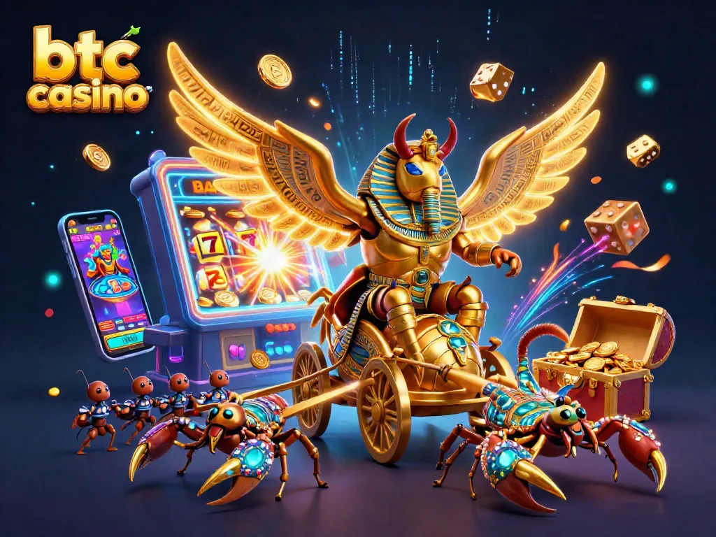 Play engaging casino games at btc casino amidst dynamic visuals of wins and bonuses.