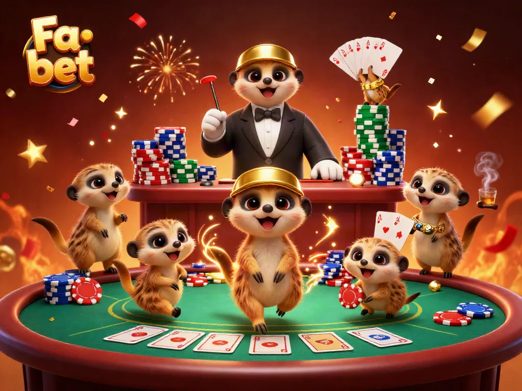 Experience lively casino action at Fa bet featuring playful meerkats orchestrating the ultimate gaming showdown.