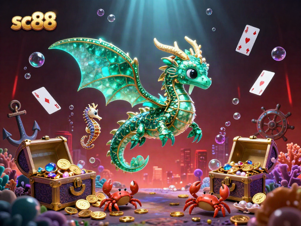 Sc88 sea dragon showcases vibrant casino excitement with underwater treasures and lively game elements.