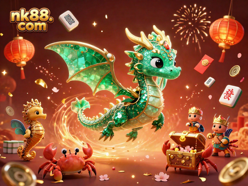 Experience winning strategies at nk88. com with vibrant casino-themed illustration featuring a sea dragon and lucky symbols.