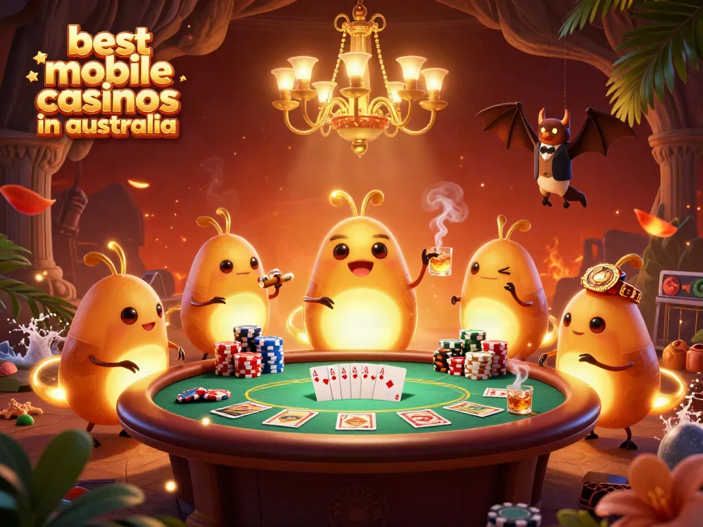 Experience the excitement at the best mobile casinos in Australia with vibrant glowworms lighting up a cave casino.