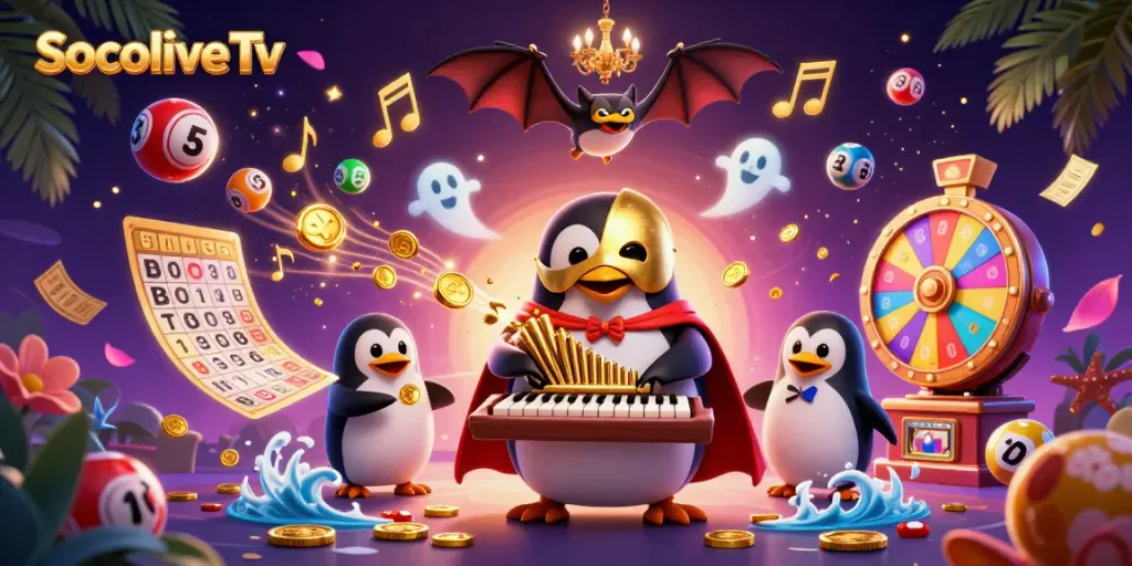 Experience SocoliveTv's fantasy-themed casino atmosphere with whimsical characters and vibrant casino elements.