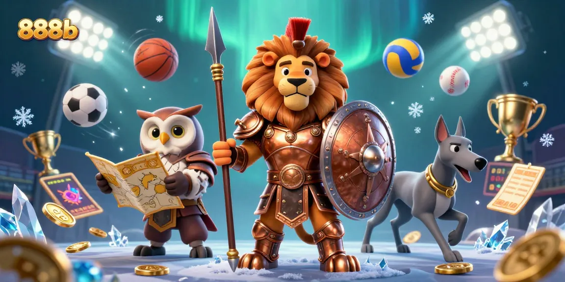 Join the excitement with 888b, exploring thrilling betting opportunities in an energetic casino illustration.