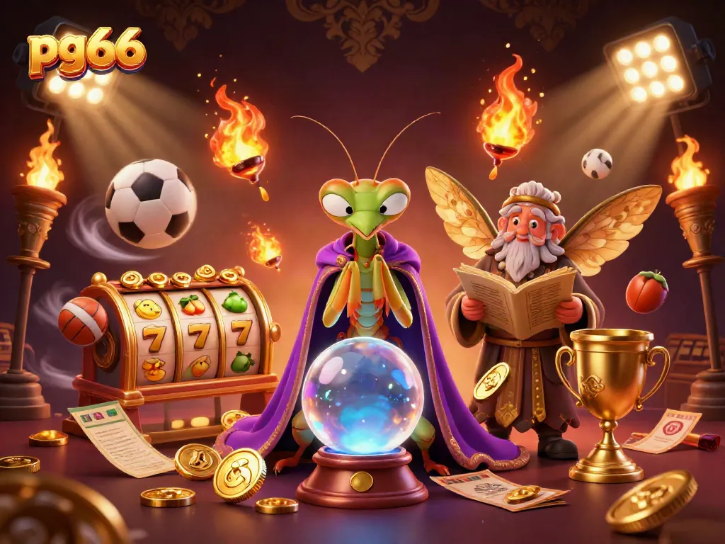 Experience thrilling wins at pg66 with a vibrant 3D scene of casino elements and charming characters.