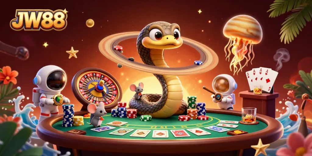 Engage with the JW88 casino scene featuring unique betting elements and vibrant characters.