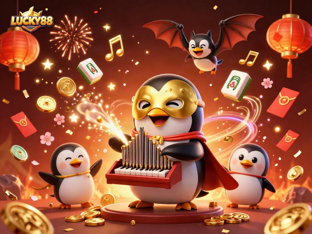 LUCKY88 invites players to win big in a vibrant 3D casino scene full of engaging elements.