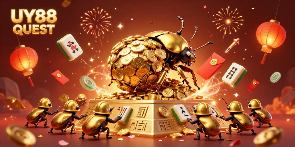 Experience winning strategies at UY88 QUEST with a vibrant 3D casino scene full of excitement.