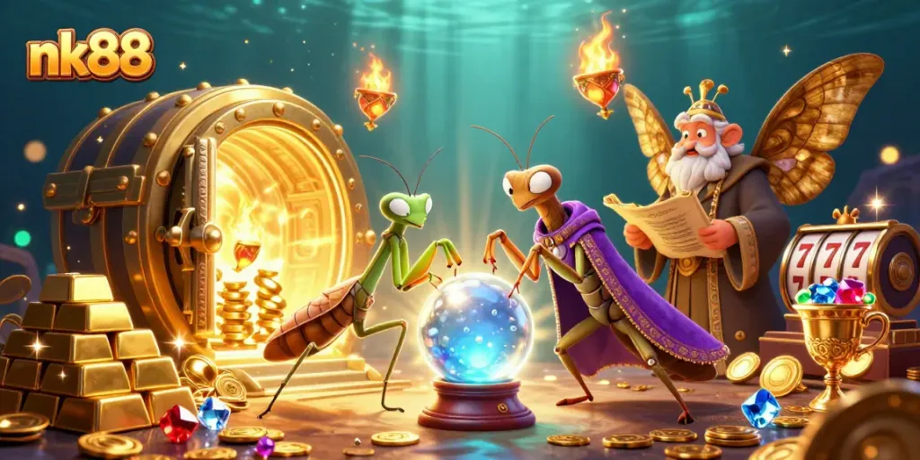 Engage in exciting slot games at nk88 with a mystical fortune teller and lavish treasures.