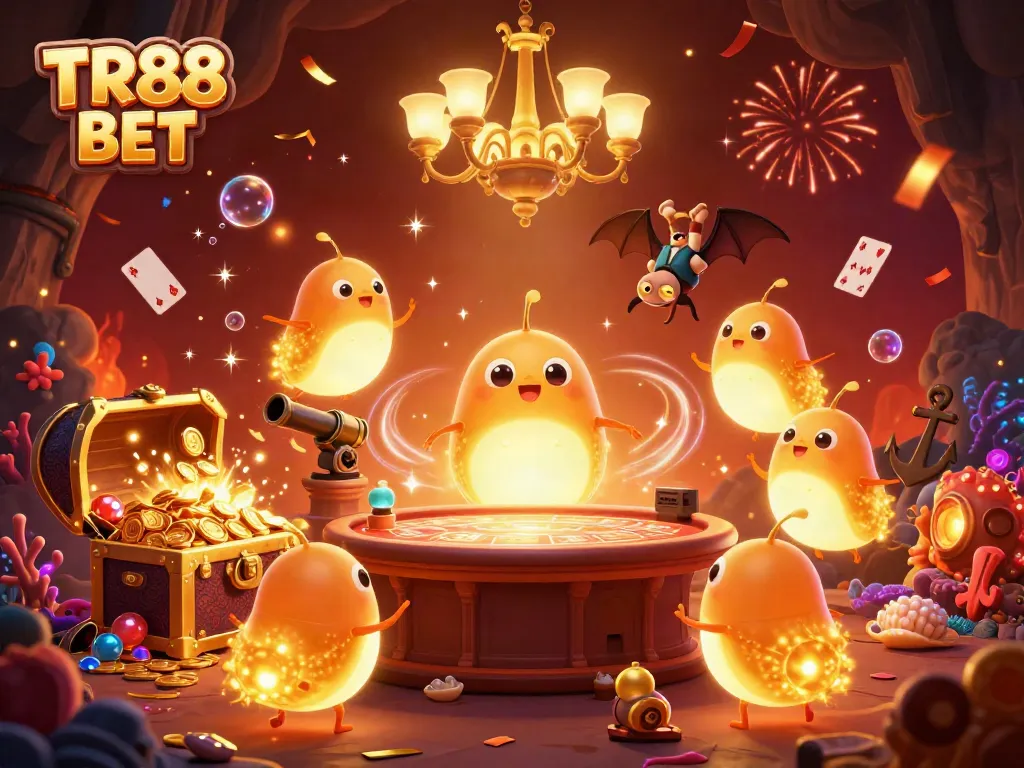 Engage with exciting action at TR88 BET's vibrant casino experience illuminated by glowworms.