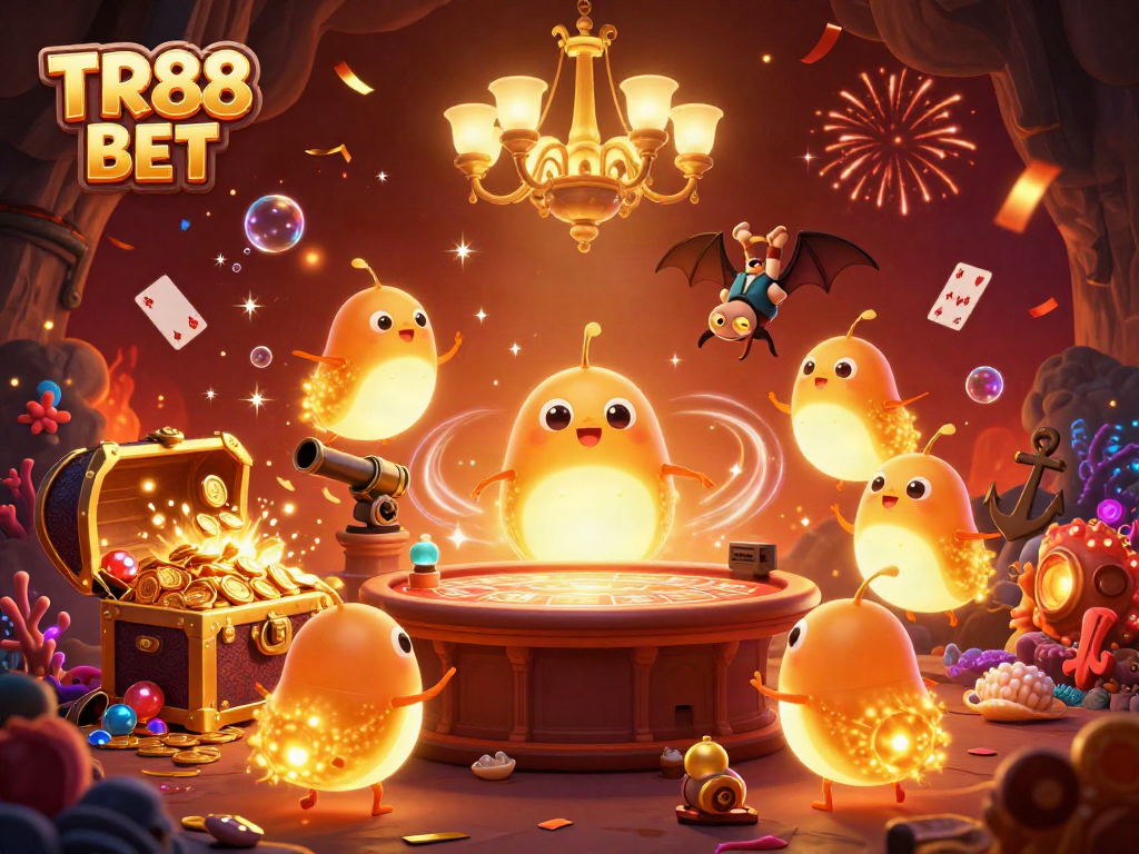 Engage with exciting action at TR88 BET's vibrant casino experience illuminated by glowworms.