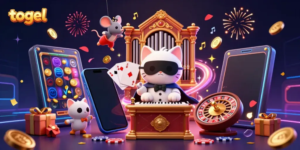 Menghadirkan togel dengan karakter kucing hantu dan mouse akrobat di kasino yang meriah.