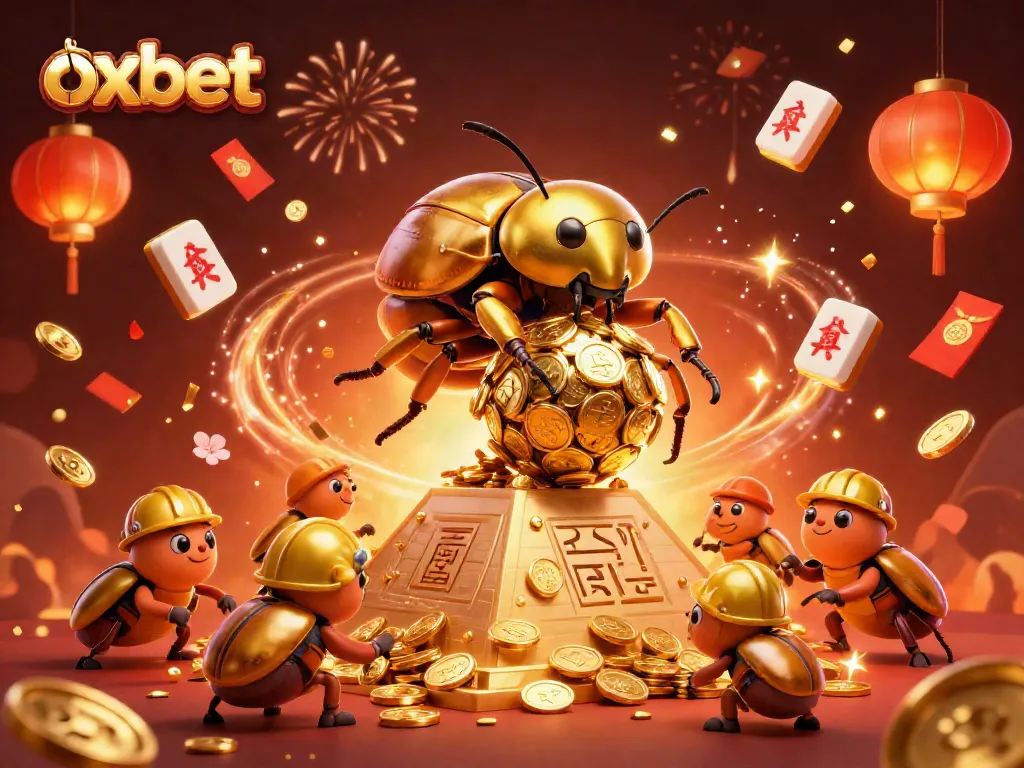 Engage with oxbet's vibrant casino experience featuring golden luck elements and celebratory visuals.