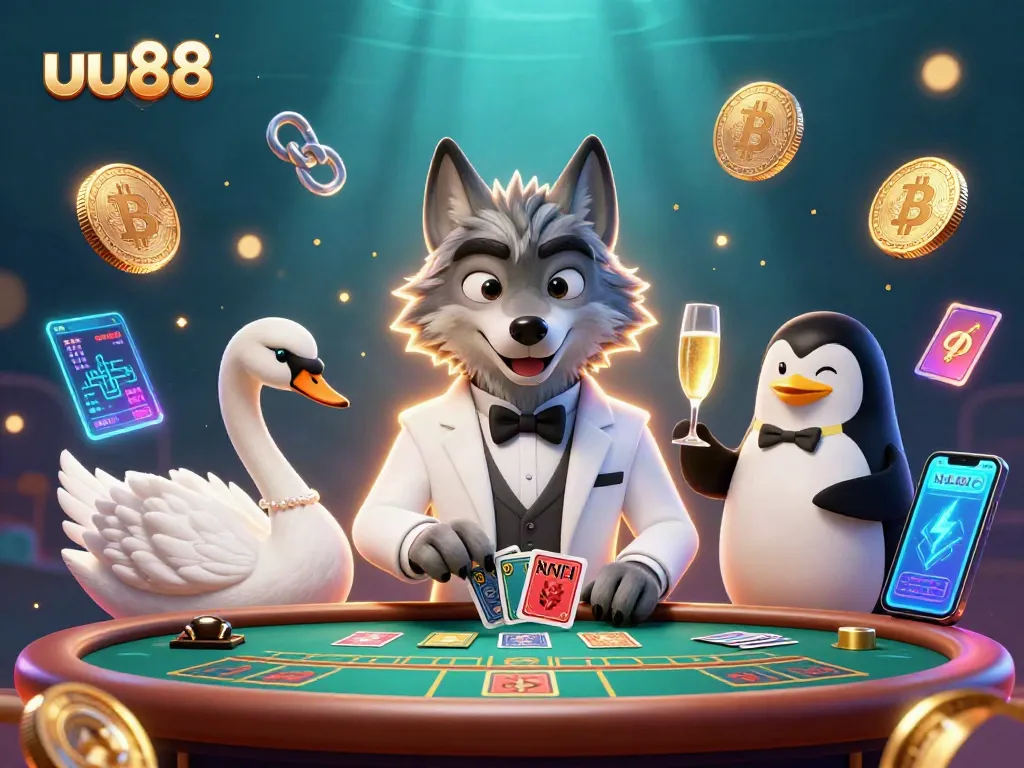 Experience thrilling baccarat action with uu88's elegant gaming scene and dynamic crypto elements.