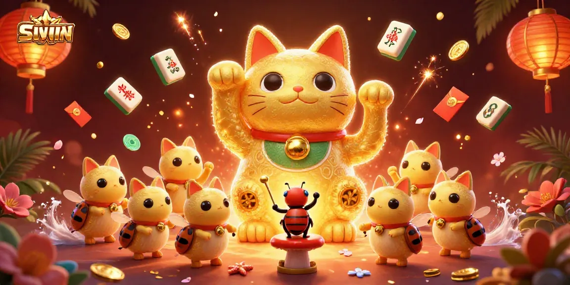 Experience the magic of SUNWIN with a dynamic display of gambling symbols and festive elements