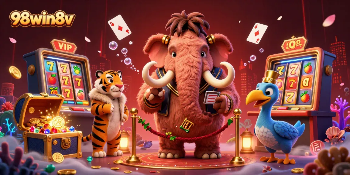 Experience the exciting atmosphere of 98win8v with a vibrant casino bouncer scene featuring dynamic game elements.