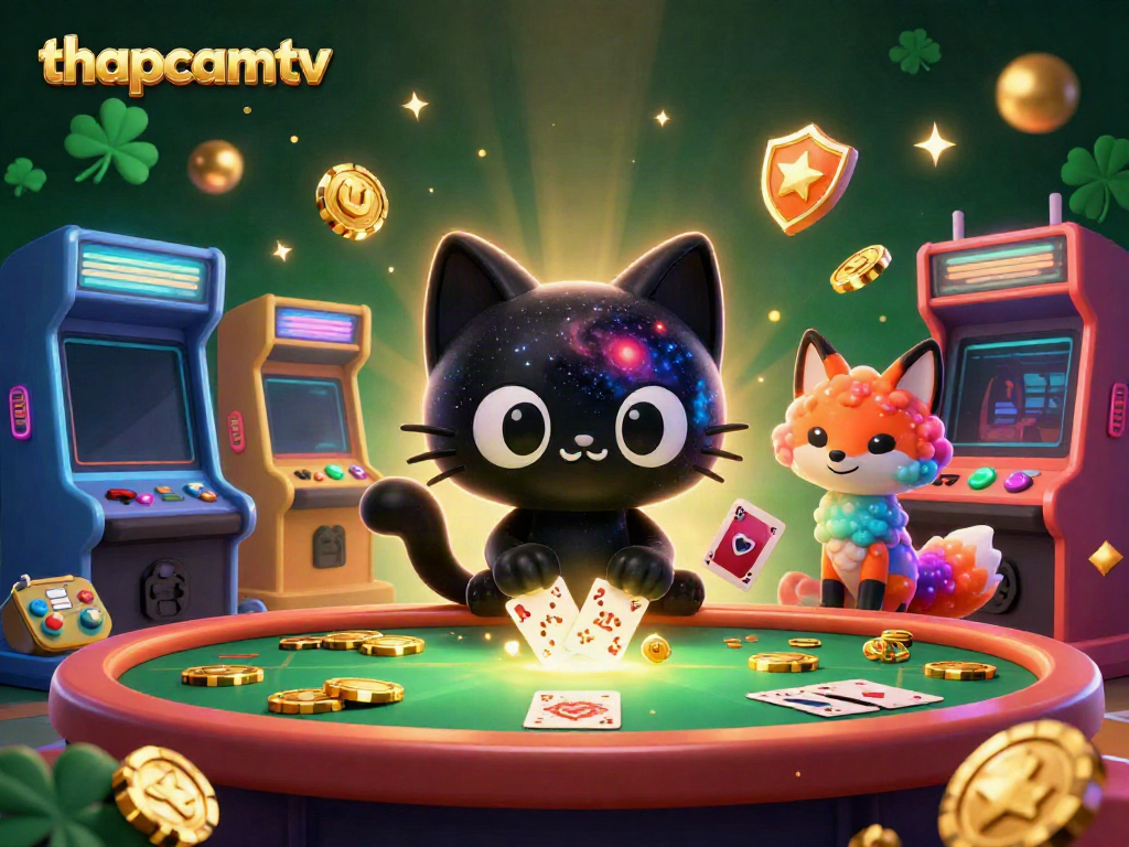 Experience thrilling gameplay at thapcamtv with a vibrant cosmic casino scene featuring animated characters.