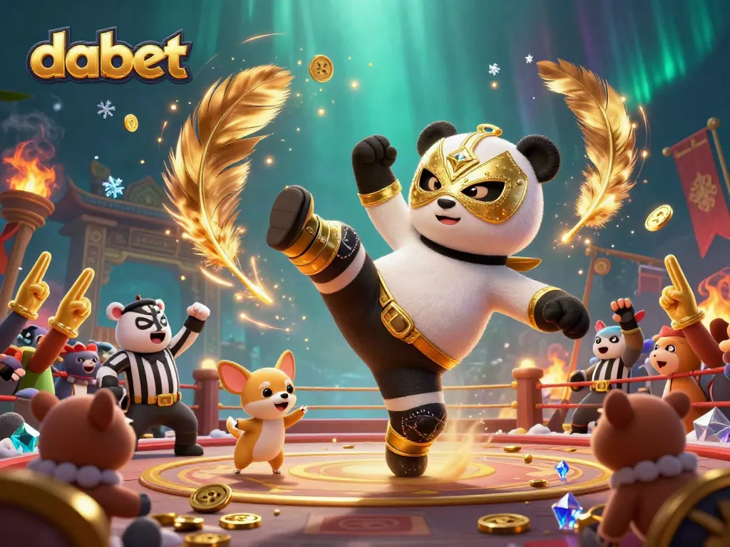 Dabet players enjoying a thrilling flying kick in an action-packed 3D casino arena