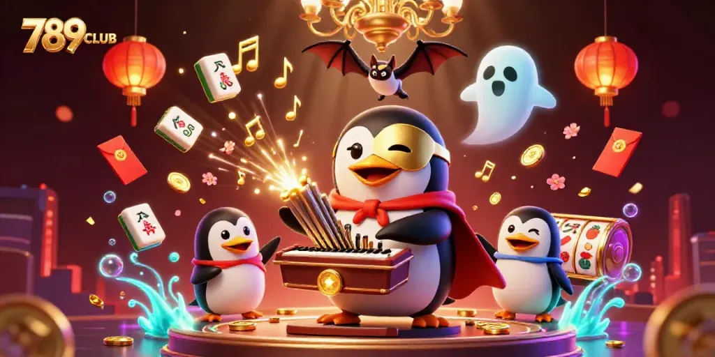 Experience the excitement of 789CLUB with this vibrant casino scene featuring dynamic gaming and delightful characters.