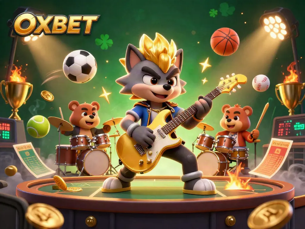 Experience thrilling gaming with OXBET's vibrant casino illustration showcasing action-packed sports betting.