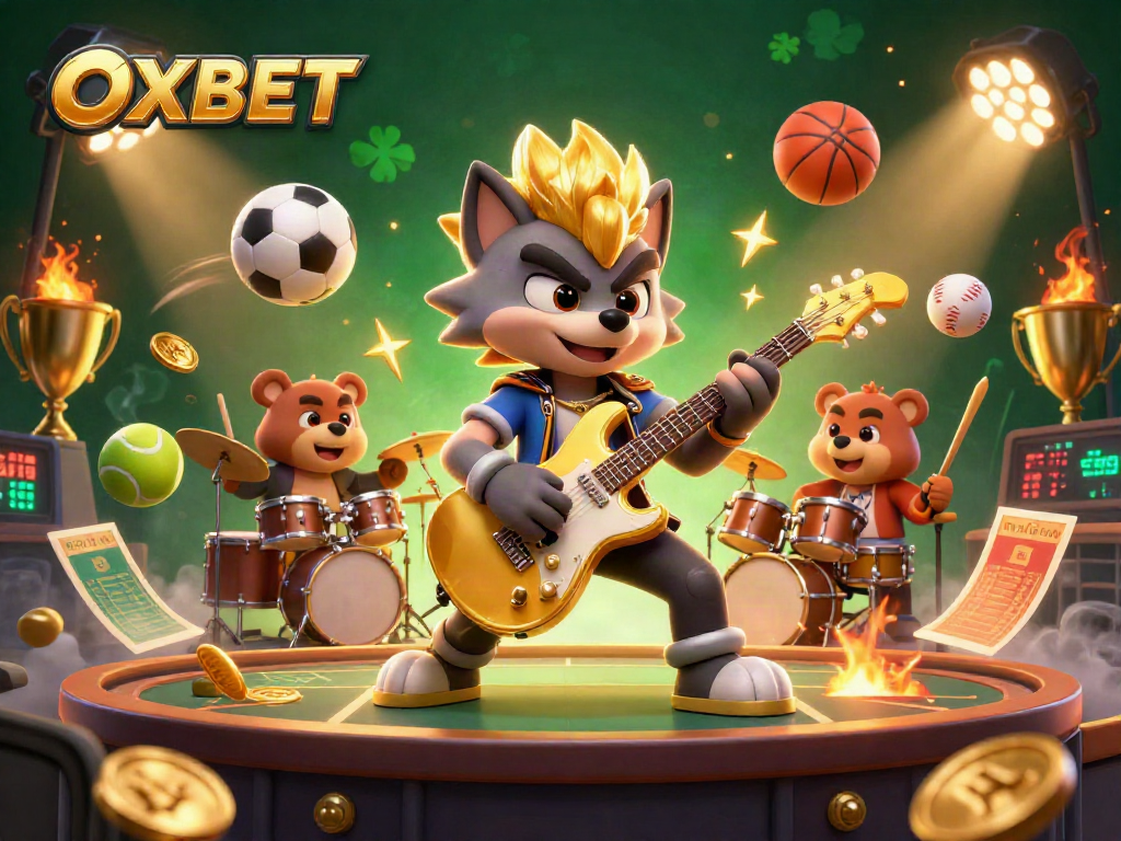 Experience thrilling gaming with OXBET's vibrant casino illustration showcasing action-packed sports betting.