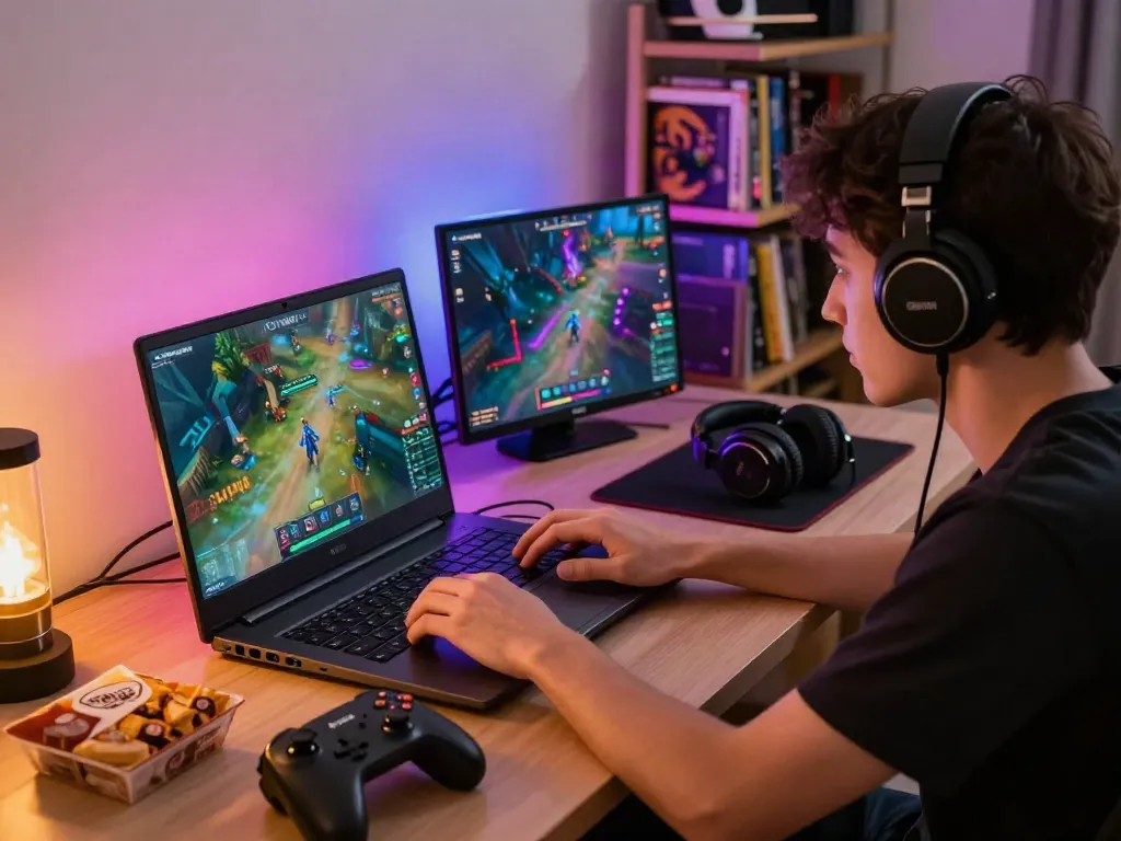 Exciting gaming scene with player enjoying Sunwin on their laptop