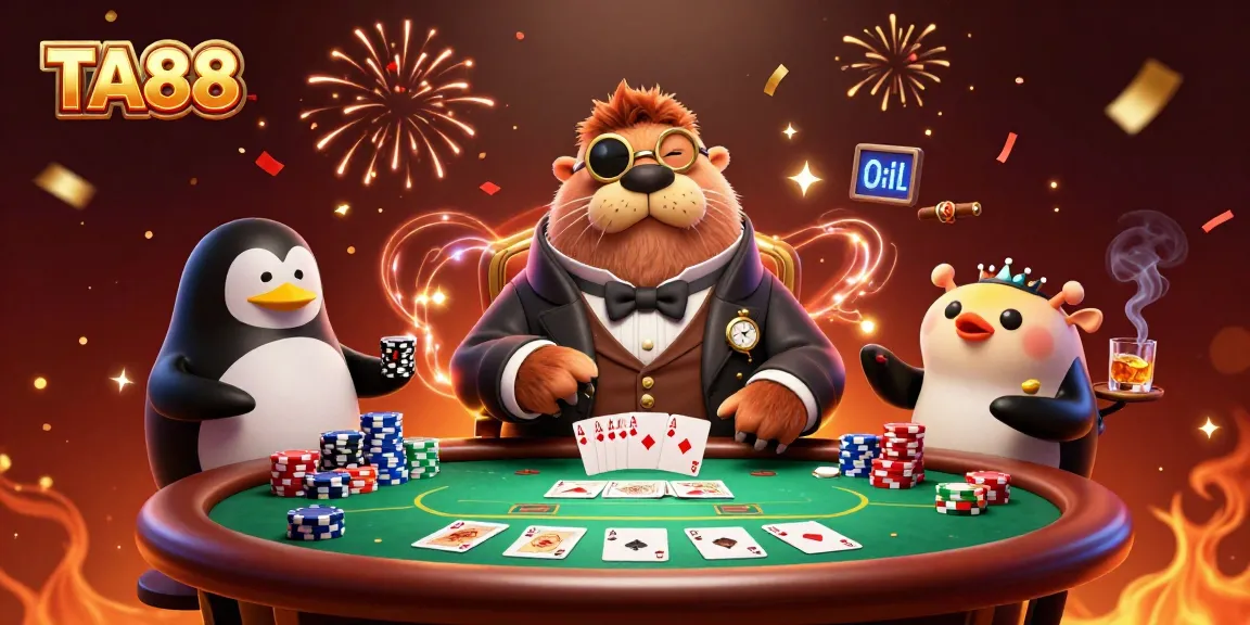 Experience poker excitement at TA88 with lively 3D walrus and dealer at an underwater table.