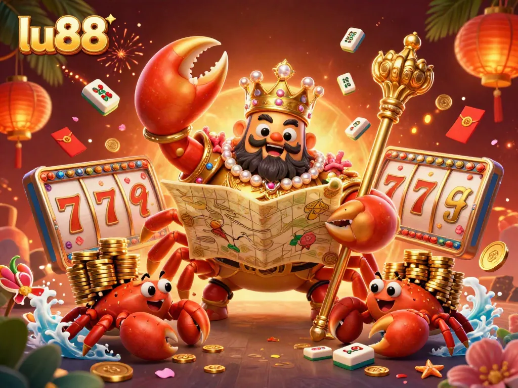 Experience exhilarating wins at lu88 with majestic golden crab emperor, captivating game elements, and vibrant ambiance.