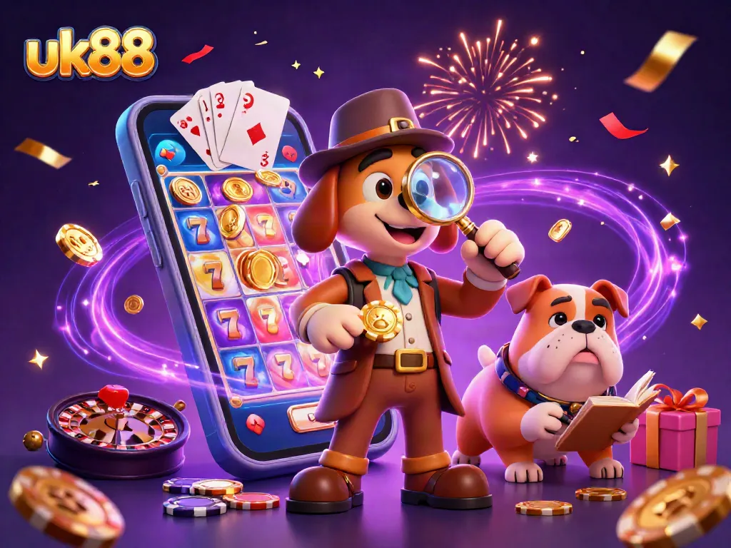 uk88 detective engaging players with poker chip clues, revealing exciting casino treasures in the game