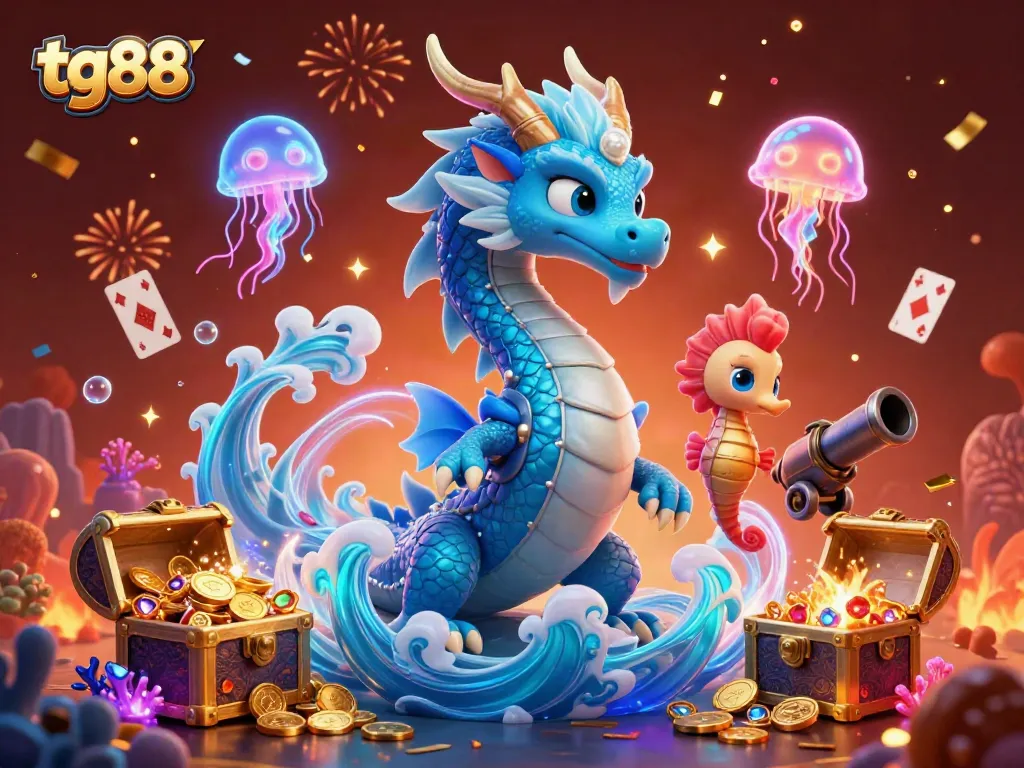 Experience the thrill of tg88's casino games with magical aquatic characters and treasures.