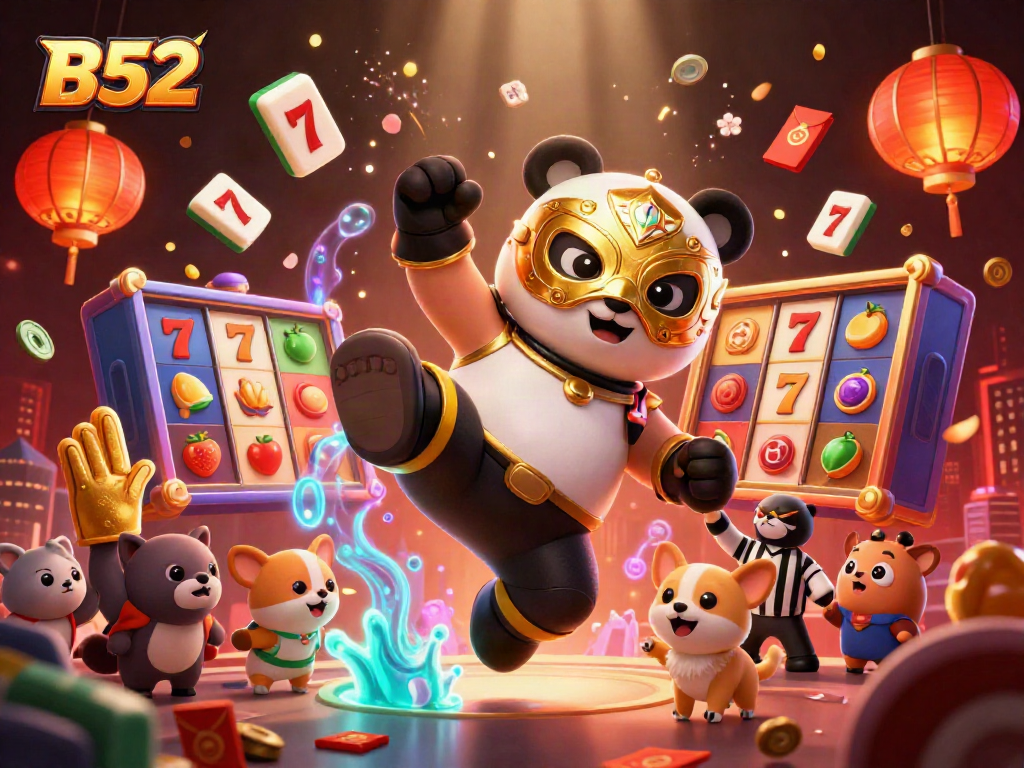 Engage with B52-themed slots and excitement in a vibrant casino illustration featuring a lively scene.