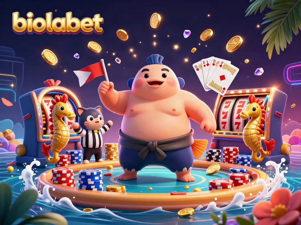 Engage in thrilling gameplay with biolabet’s 3D dynamic casino scene featuring a fugu, referee, and spectators.
