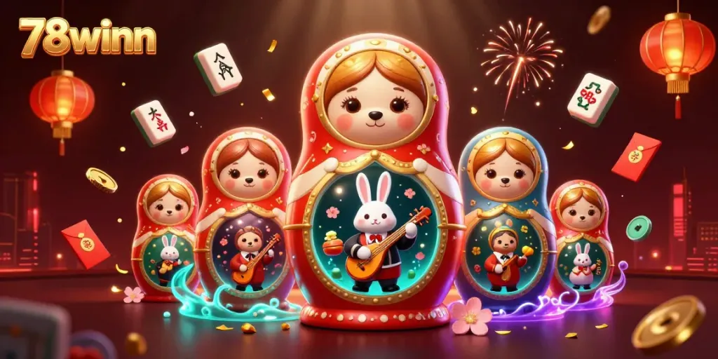 Experience thrilling 78winn gameplay with vibrant illustrations of bears and 3D casino elements.