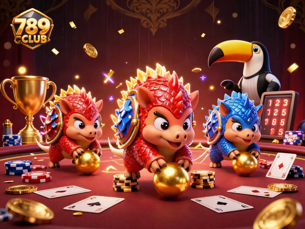 Engage with spirited pangolins in 789CLUB setting poker chips and winning big!