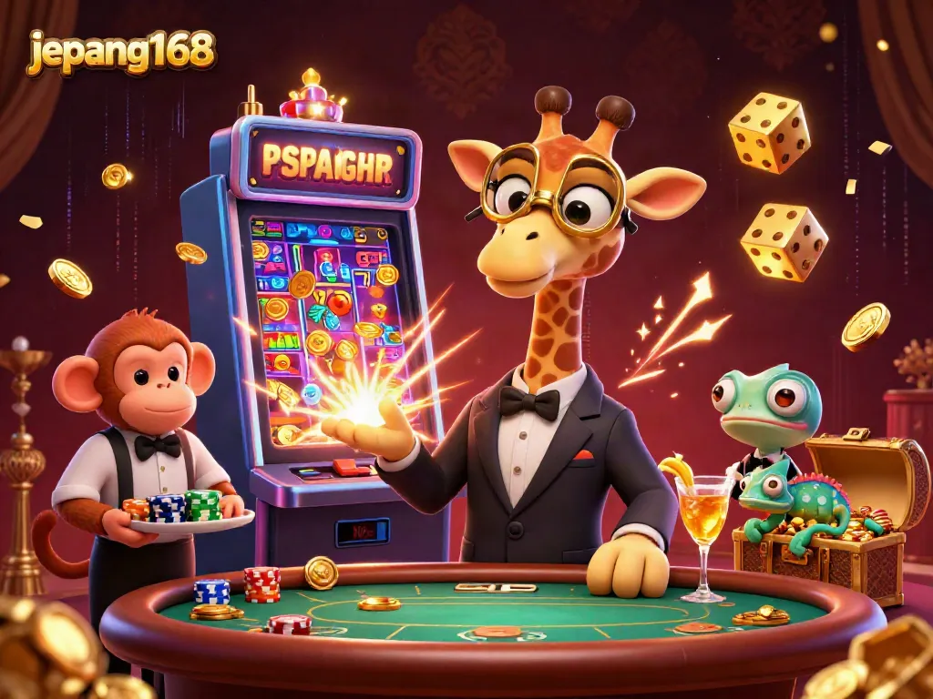 Experience the thrill of jackpots with jepang168 in this engaging 3D casino scene.