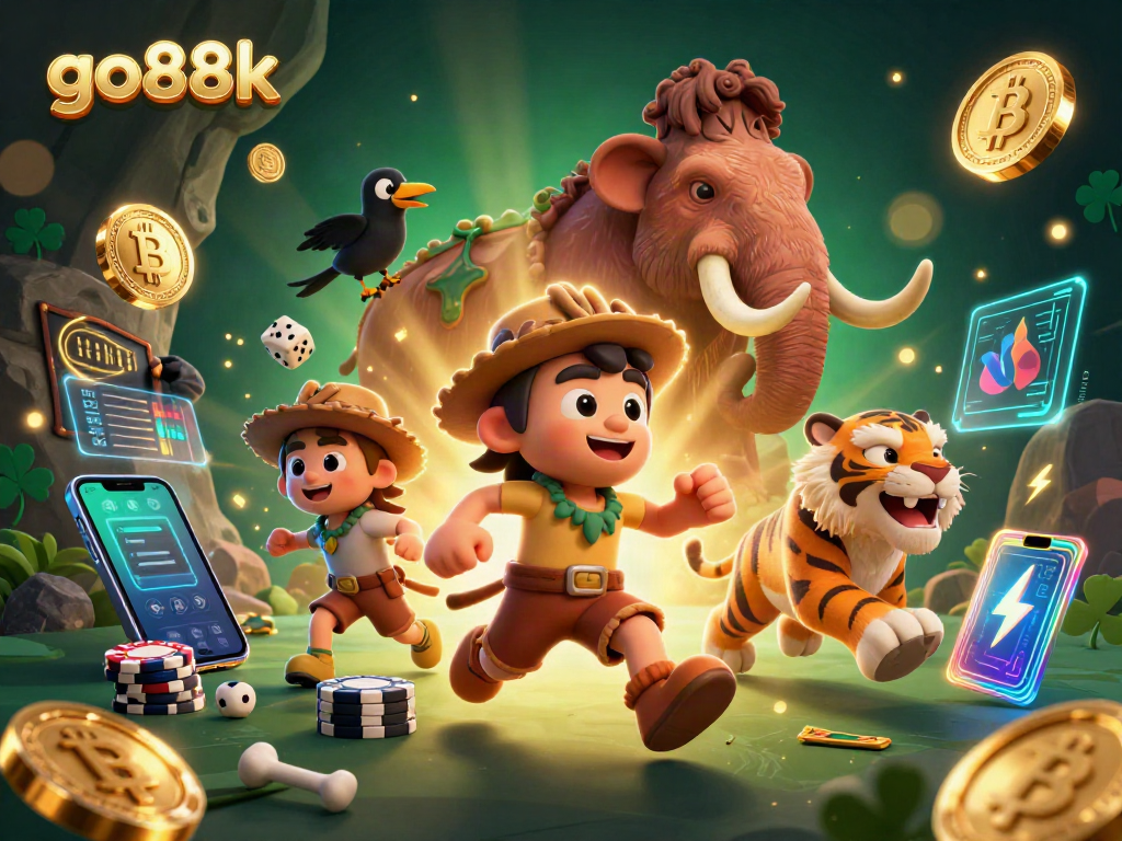 Experience thrilling gameplay with the vibrant go88k 3D casino illustration featuring a unique prehistoric theme.