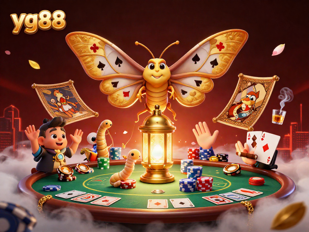 Engaging illustration of yg88 showcasing a mythical moth and casino icons, highlighting immersive gameplay.