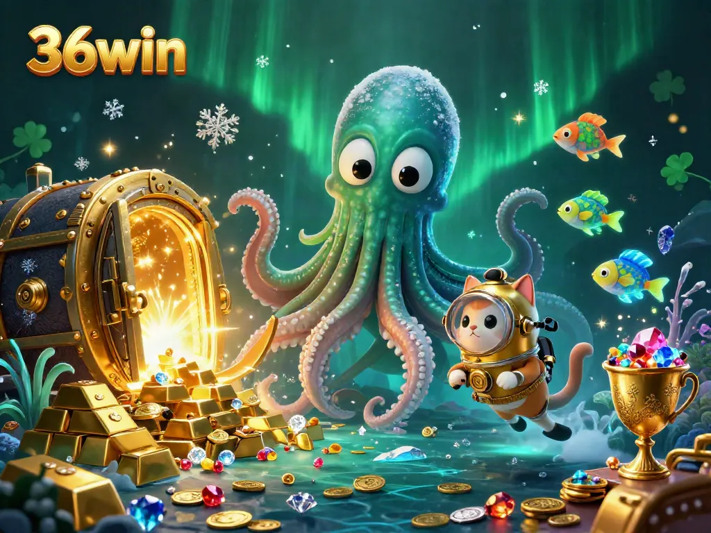 Play exciting games and win big at 36win, featuring a vibrant underwater casino scene.