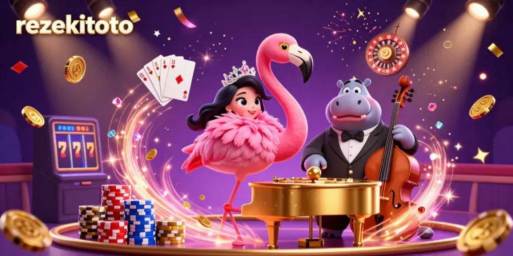 Spin the 3D slot machines and win big with rezekitoto in a vibrant casino setting.