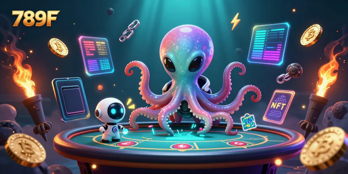 Experience the thrilling underwater adventure at 789F with an alien octopus managing a holographic poker table.