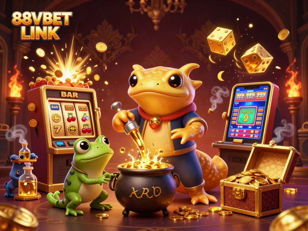 Experience thrilling gameplay with 88VBET LINK in this vibrant 3D casino scene.