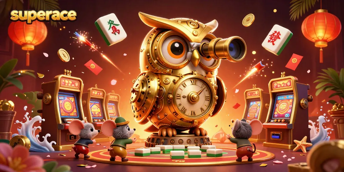 Experience thrilling gameplay with superace amidst floating mahjong tiles and dynamic casino elements.